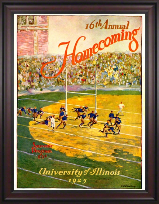 19925 Illinois Vs. Michigan 36 X 48 Framed Canvas Historic Football Print