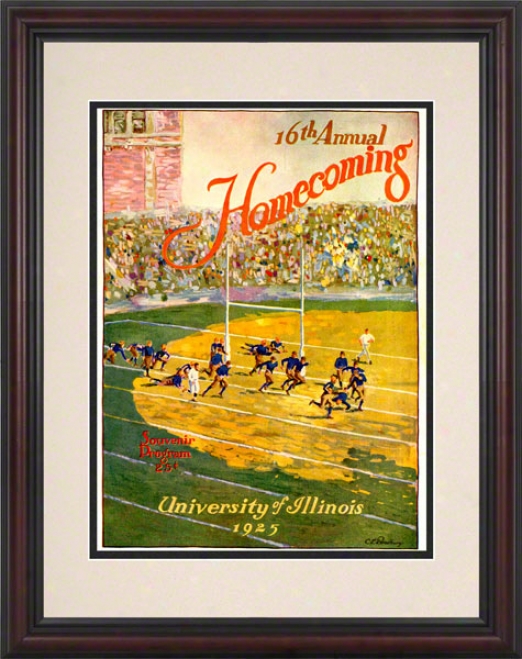 1925 Illinois Vs. Michigan 8.5 X 11 Framed His5oric Football Print