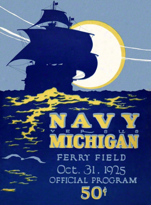 1925 Michigan Vs. Navy 22 X 30 Canvas Historic Football Print