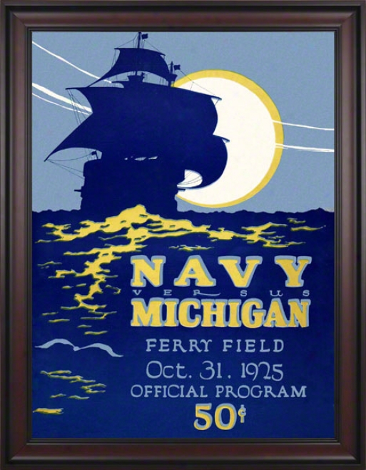 1925 Michigan Vs. Navy 36 X 48 Framed Canvas Histori cFootball Print