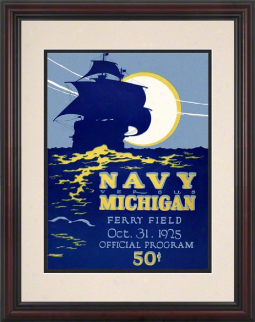 1925 Michigan Vs. Navy 8.5 X 11 Framed Historic Football Print