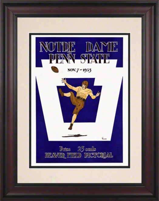 1925 Penn State Nittany Lions Vs Notre Dame Fighting Irish 10 1/2 X 14 Framed Historic Football Poster