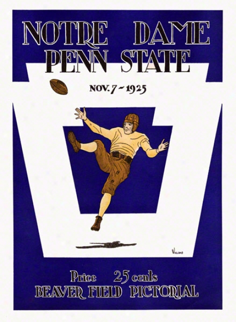 1925 Penn State Nittany Lions Vs Notre Dame Fighting Irish 22 X 30 Canvsa Historic Football Poster