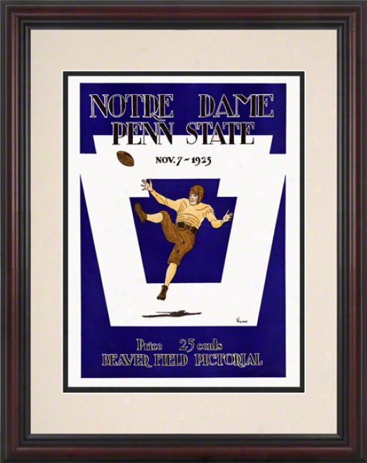 1925 Penn State Nittany Lions Vs Notre Dame Fighting Irish 8.5 X 11 Fraamed Historic Football Poster