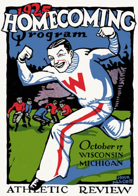 1925 Wisconsin Vs. Michigan 22 X 30 Canvas Historic Football Stamp