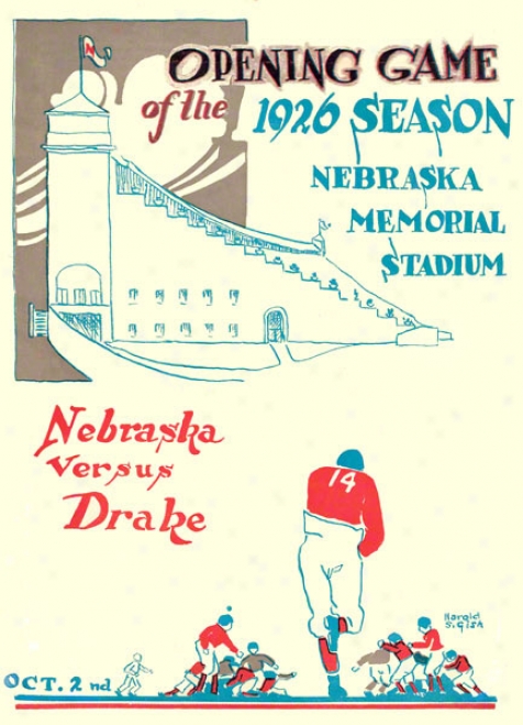 1926 Nebraska Vs. Drake 36 X 48 Canvas Historic Football Print