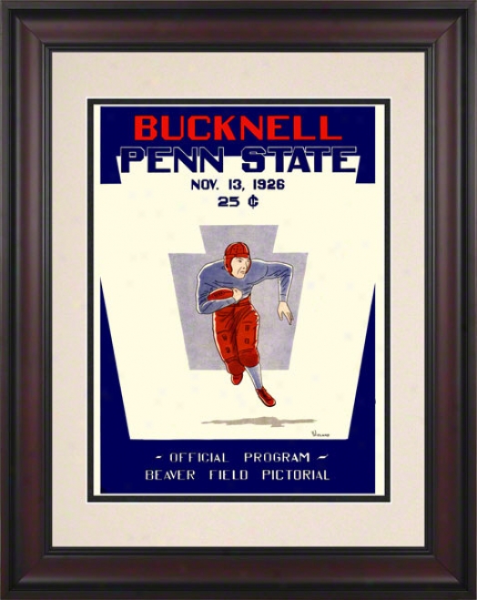 1926 Penn State Nitatny Lions Vs Bucknell Bison 10 1/2 X 14 Framed Historic Football Placard