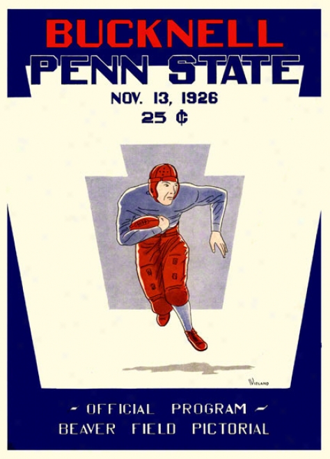 1926 Penn State Nittany Lions Vs Bucknell Bison 22 X 30 Canvas Historic Football Poster