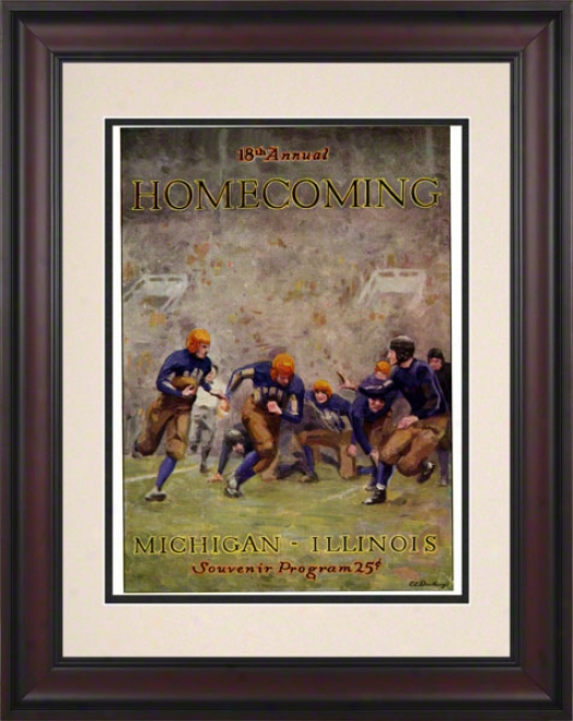 1927 Illinois Vs. Michigan 10.5x14 Framed Historic Football Print