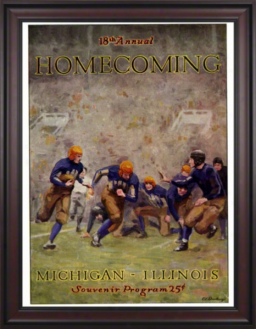 1927 Illinois Vs. Michigan 36 X 48 Framed Canvas Historic Football Impression