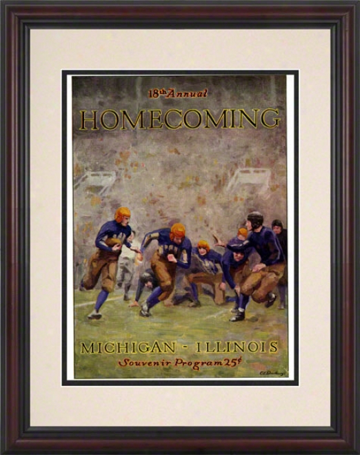 1927 Illinois Vs. Michigan 8.5 X 11 Framed Hiatoric Football Print