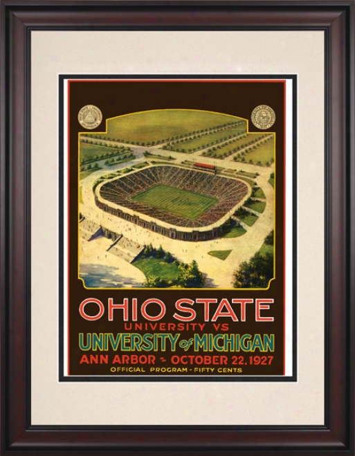 1927 Michigan Wolverines Vs. Ohio Stat Buckeyes 10.5x14 Framed Historic Football Print