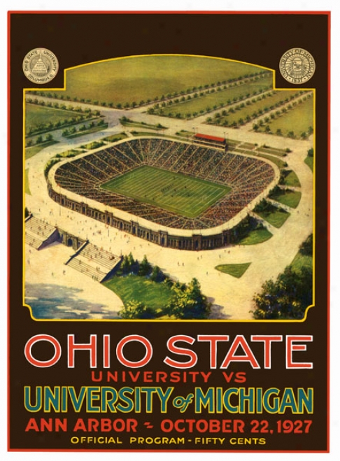 1927 Michigan Wolverines Vs. Ohio State Buckeyes 36 X 48 Canvas Historic Football Print