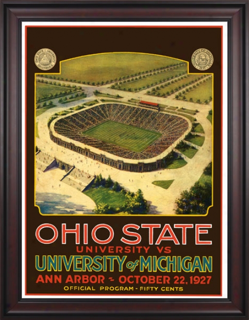 1927 Michigan Wolverines Vs. Ohio State Buckeyes 36 X 48 Framed Canvas Historic Football Print