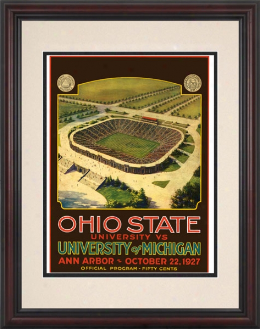 1927 Michigan Wolverines Vs. Ohio State Buckeyss 8.5 X 11 Framed Historic Football Impression