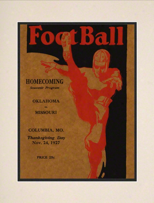 1927 Missouri Vs Oklahoma 1.05x14 Matted Historic Football Print