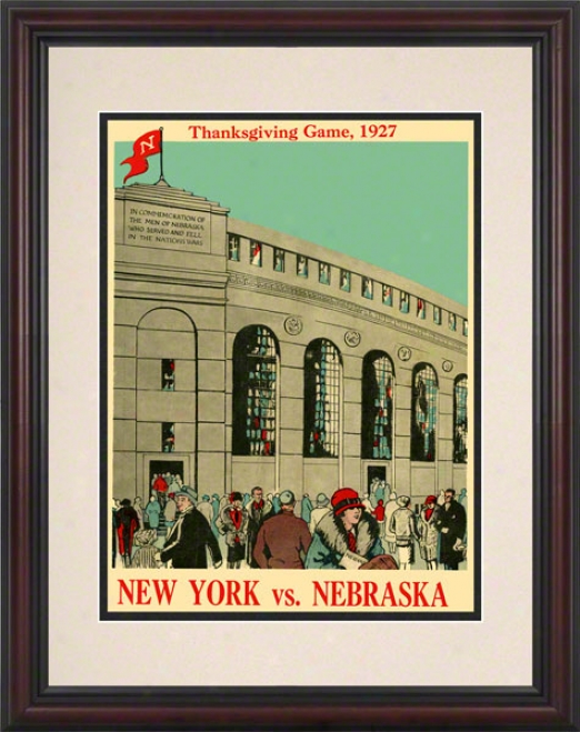 1927 Nebraska Vs. Nyu 8.5 X 11 Framed Historic Football Print