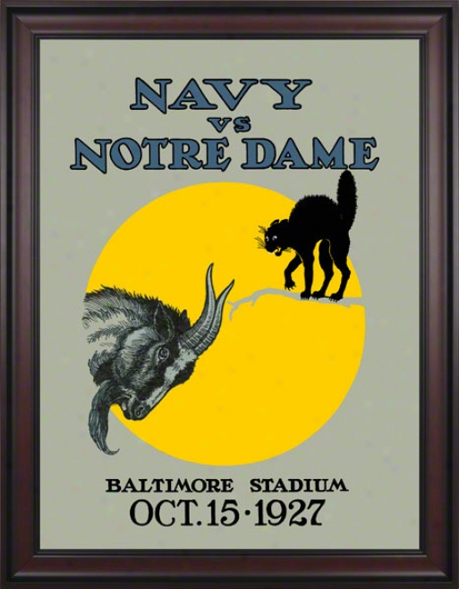 1927 Notre Dame Fighting Irish Vs Navy Midshipmrn 36 X 48 Framed Canvas Historic Football Poster