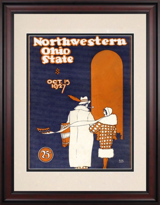 1927 Ohio State Buckeyes Vs. No5thwestern Wildcats 10.5x14 Framed Historic Football Print