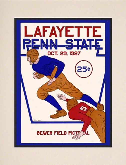 1927 Penn State Nittany Lions Vs Lafayette Leopards 10 1/2 X 14 Matted Historic Football Poster