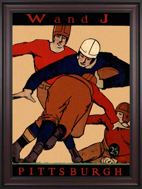 1927 Pitt Vs. Washington & Jefferson 36 X 48 Framed Canvas Historic Football Calico