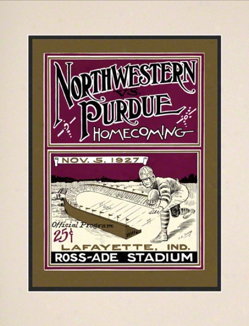 1927 Purdue Vs. Nortuwestern 10.5x14 Matted Historic Football Print