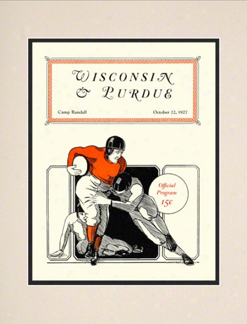 1927 Wisconsin Vs. Purdue 10.5x14 Matted Historic Football Print