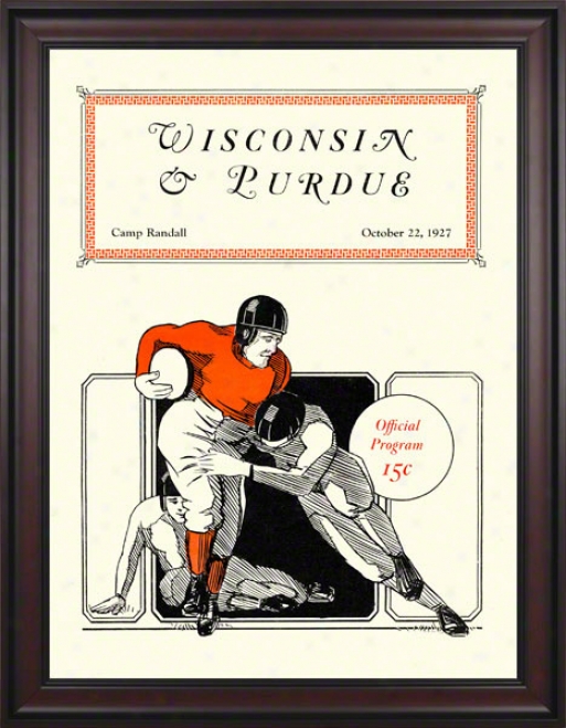 1927 Wisconsin Vs. Purdue 36 X 48 Framed Canvas Historic Football Print