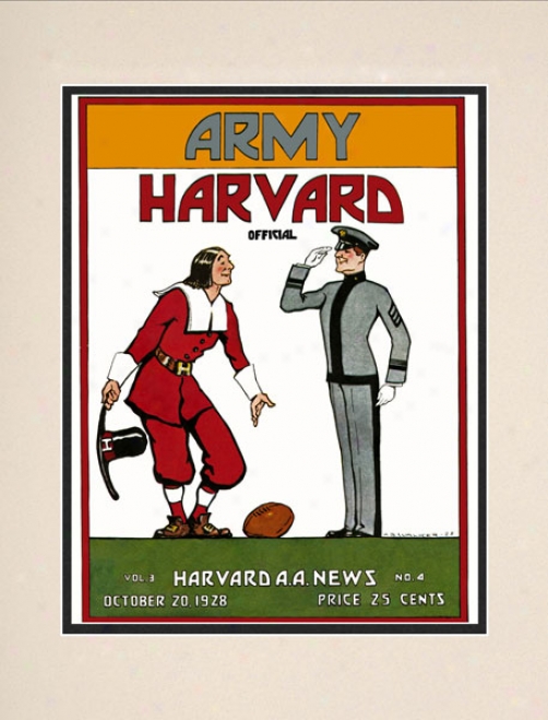 1928 Harvard Crimwoon Vs. Army Black Knights 10.5x14 Matted Historic Football Print