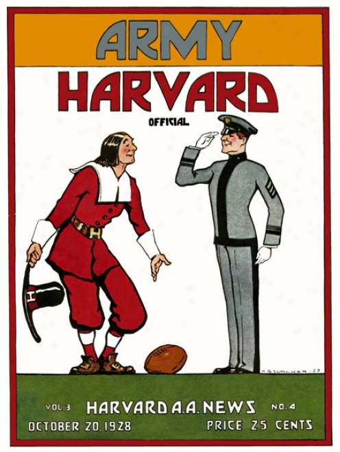 1928 Harvard Crimson Vs. Army Black Knights 22 X 30 Canvas Historic Football Print