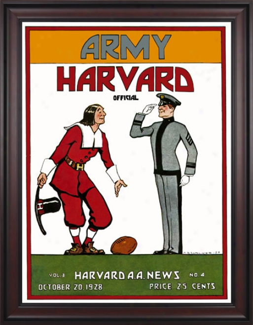 1928 Harvard Crimson Vs. Army Blaack Knights 36 X 48 Framed Canvas Historic Football Print