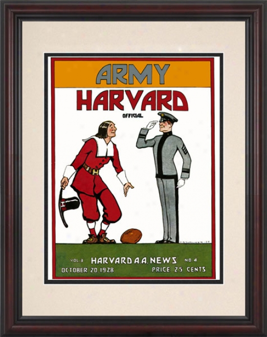 1928 Harvard Crimson Vs. Army Black Knights 8.5 X 11 Framed Historic Football Print