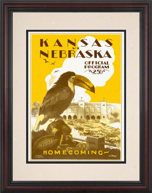 1928 Kansas Vz. Nebraska 8.5 X 11 Framed Historic Football Prnit