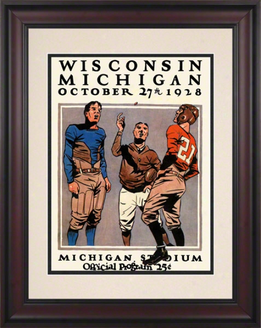 1928 Michigan Vs. Wisconsin 10.5x14 Framed Historic Football Ptint