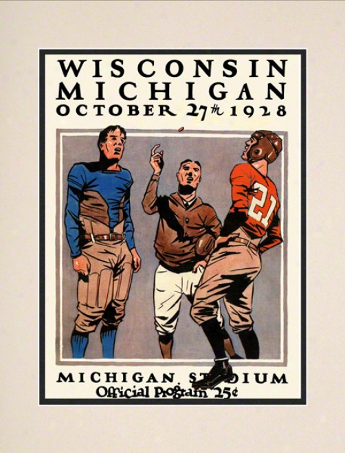 1928 Michigan Vs. Wisconsin 10.5x14 Matted Historic Football Print