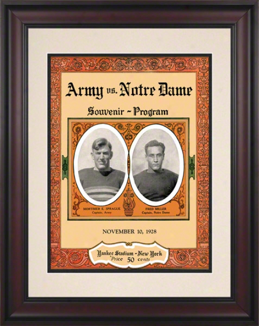 1928 Notre Dame Fighting Irish Vs Army Black Knights 10 1/2 X 14 Framed Historic Football Poster