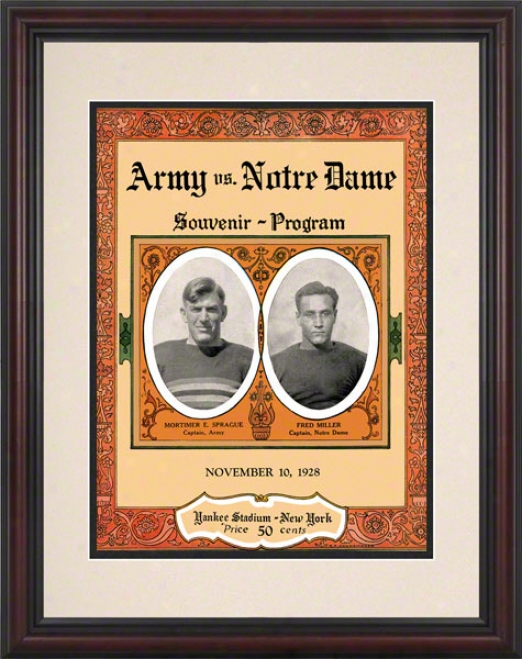 1928 Notre Dame Fighging Irish Vs Army Black Knights 8.5 X 11 Framed Hiistoric Football Poster