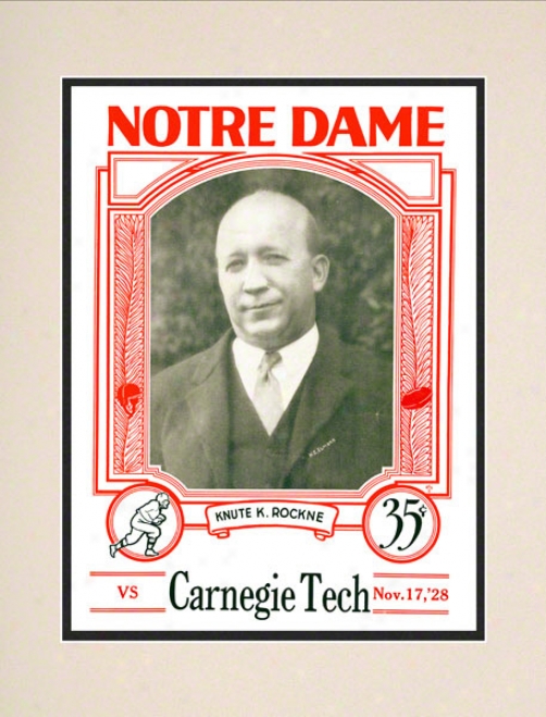 1928 Notre Mistress Fighting Irish Vs Carnegue Tech 10 1/2 X 14 Matted Historic Football Poster