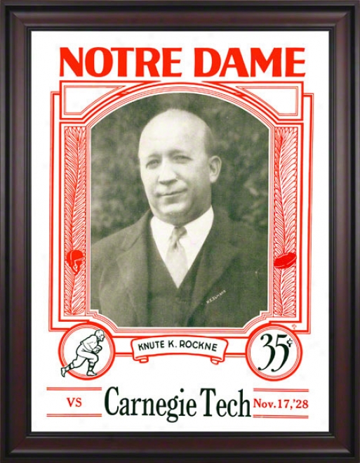 1928 Notre Dame Fighting Irlsh Vs Carnegie Tech 36 X 48 Framed Canvas Historic Football Poster