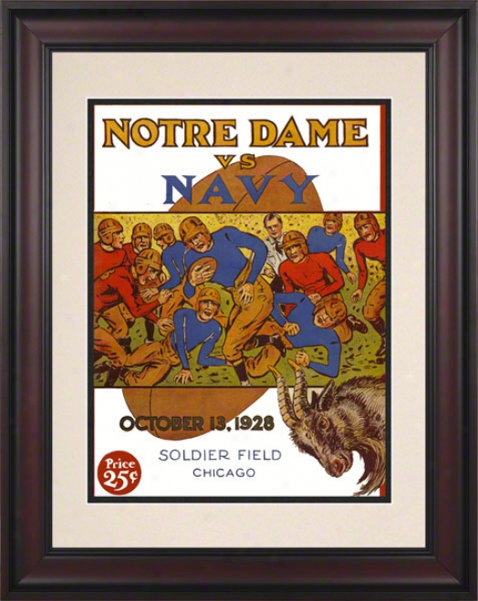 1928 Notre Dame Fighting Irish Vs Navy Midshipmen 10 1/2 X 14 Framed Historic Football Poster