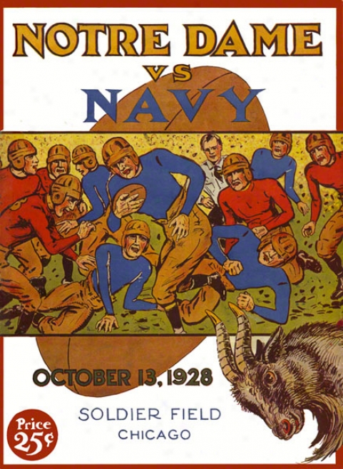 1928 Notre Dame Fighting Irish Vs Navy Midshipmen 22 X 30 Canvas Hidtoric Football Poster