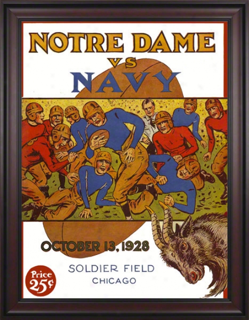 1928 Notre Dame Fighting Irish Vs Navy Midshipmen 36 X 48 Framed Canvas Historic Football Placard