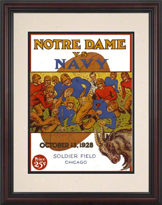 1928 Notre Dame Fighting Irish Vs Navy Midshipmen 8.5 X 11 Framed Histroiv Football Poster