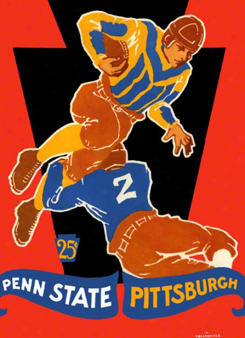 1928 Pittsburgh Panthers Vs Penn Pomp Nittany Lions 22 X 30 Canvas Historic Football Poster