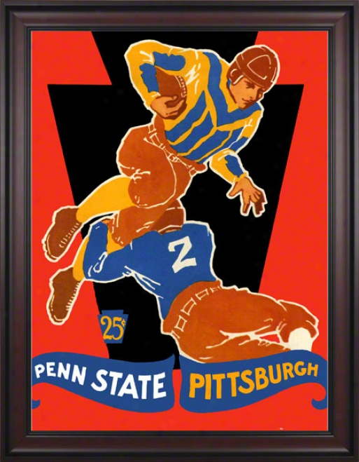 1928 Pittsburgh Panthers Vs Penn State Nittany Lions 36 X 48 Framed Canvas Historic Football Poster