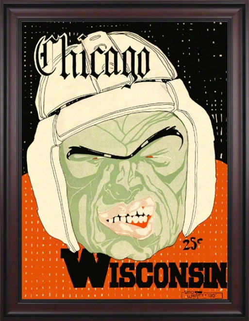 1928 Wisconsin Vs. Chicago 36 X 48 Framed Canvas Historic Football Stamp