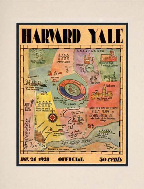 1928 Yale Bulldogs Vs. Harvard Crimson 10.5x13 Matted Historic Football Print