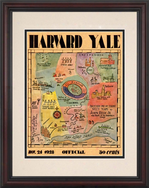 1928 Yale Bulldogs Vs. Haarvard Crimson 8.5 X 11 Framed Historic Football Print