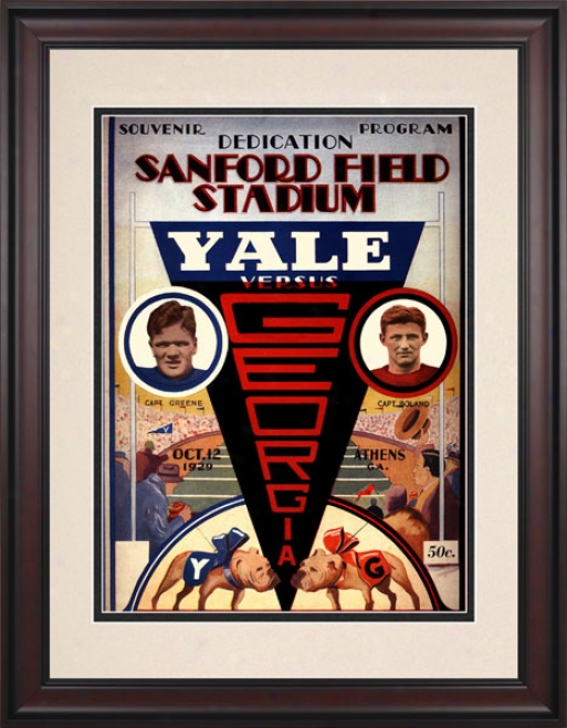 1929 Geirgia Bulldogs Vs. Yale Bulldogs 10.5x14 Framed Historic Football Print