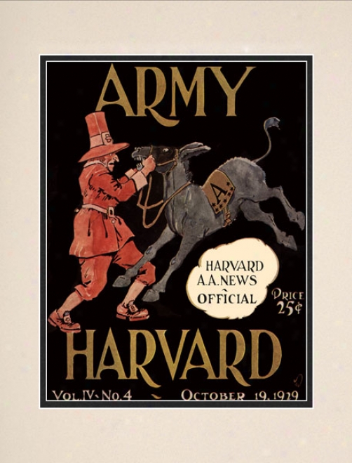 1929 Harvard Crimson Vs. Army Black Knights 10.5x14 Matted Historic Football Print